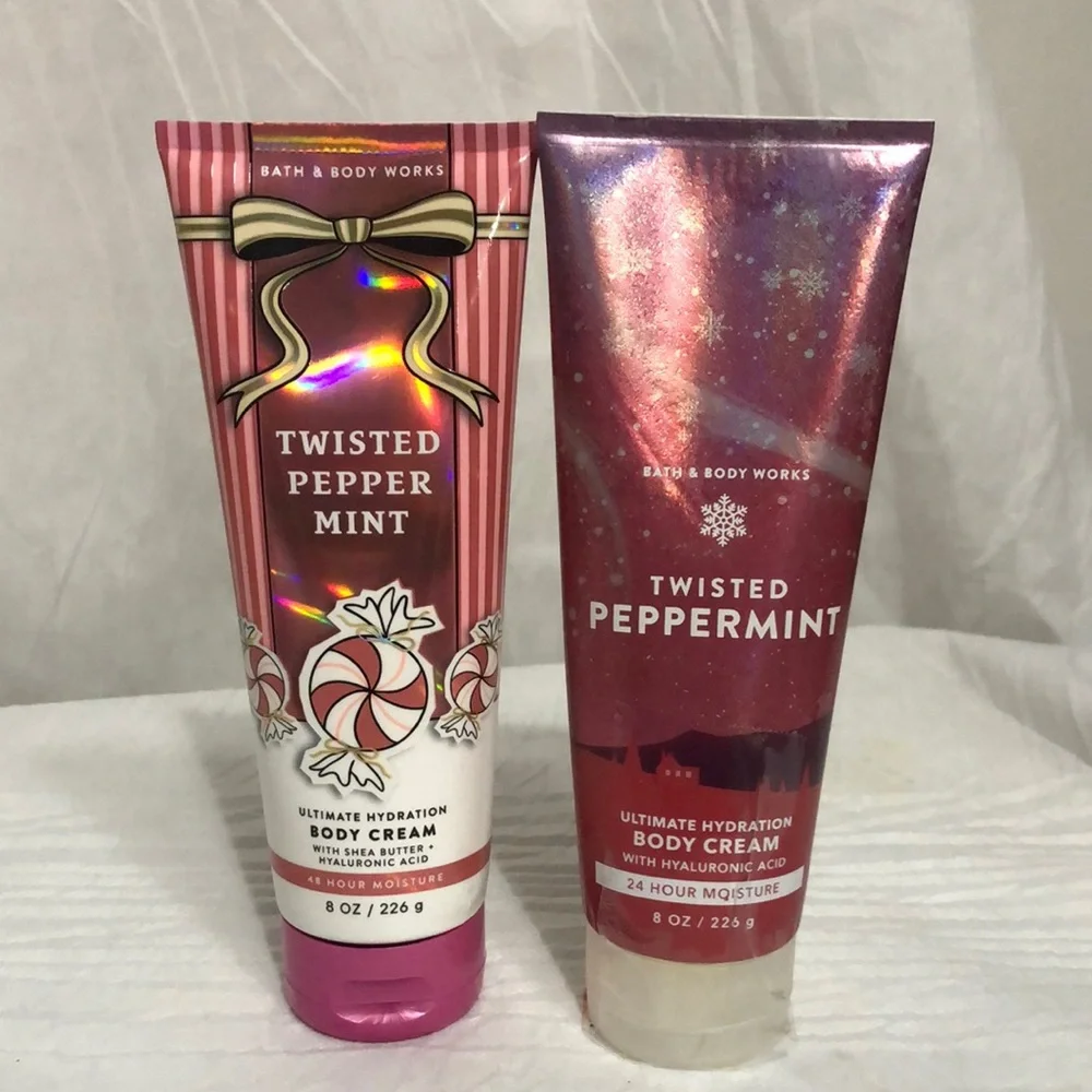 Bath & Body Works 2 Twisted Peppermint Body Cream NWT